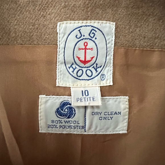 J.G. Hook Vintage Wool Pleated Apron Jumper Midi Dress in Tan / Light Brown, 10P - Picture 5 of 12